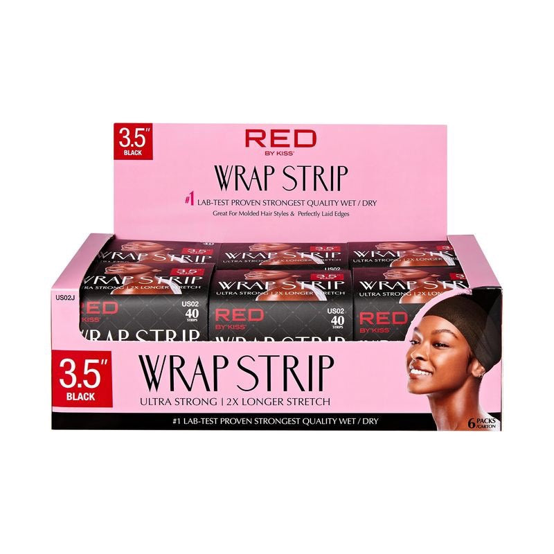 RED BY KISS WRAP STRIPS BLACK 3.5" 40 STRIPS  (6 PACK / BOX)